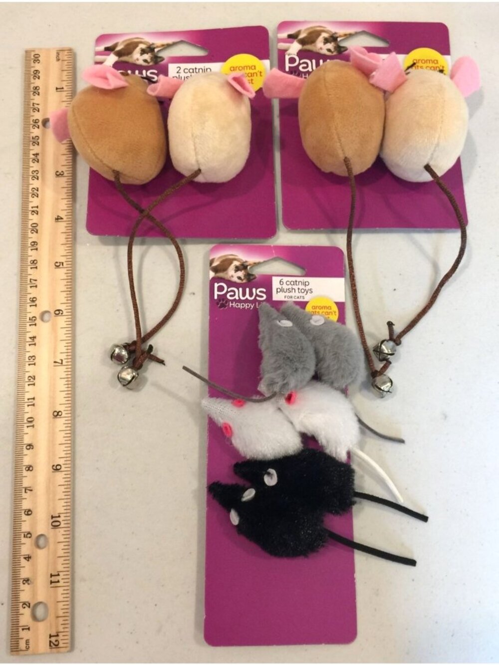 Paws Happy Life Mouse with Bell Catnip Mini Mice Plush Cat Toys Set of 3 - Picture 2 of 5